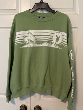 PLAYBOY Green Palm Island Graphic Sweatshirt One Size